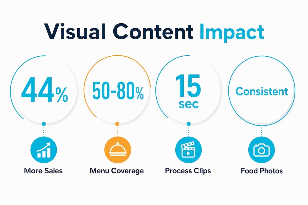 Infographic showing key statistics on restaurant visual content benefits