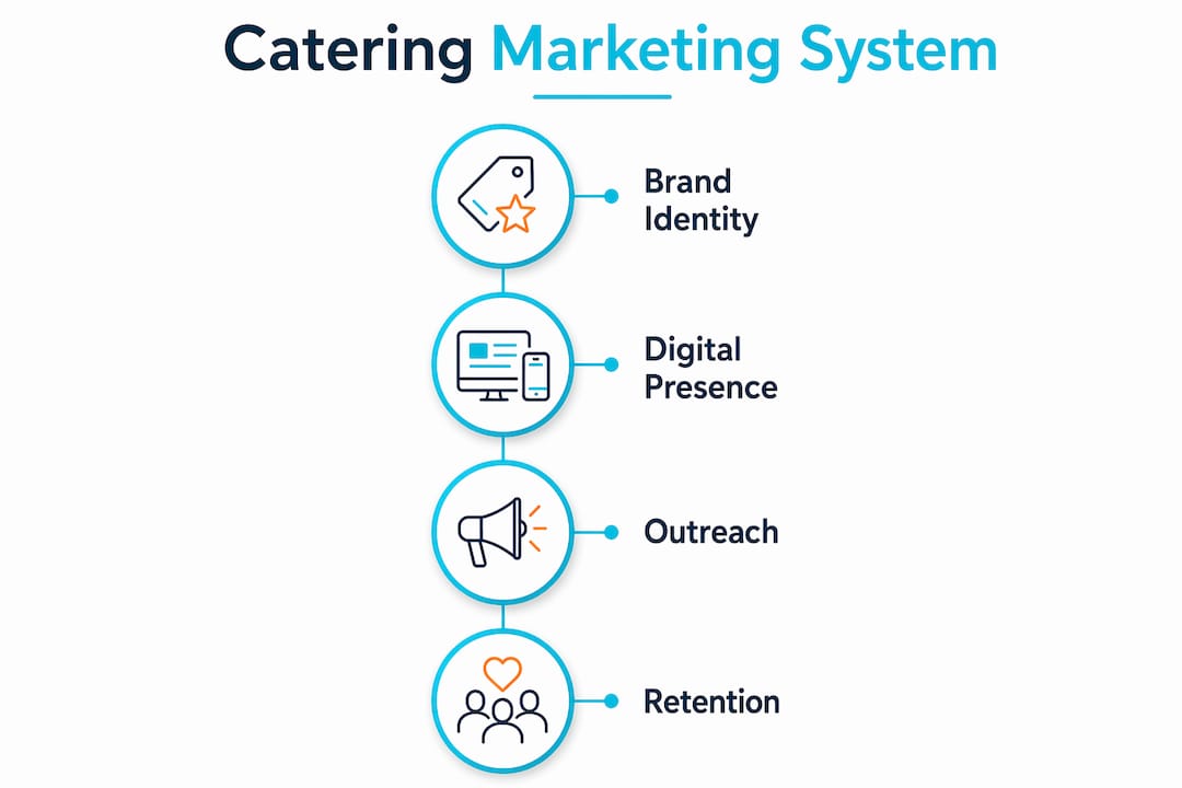 Infographic detailing catering marketing system components