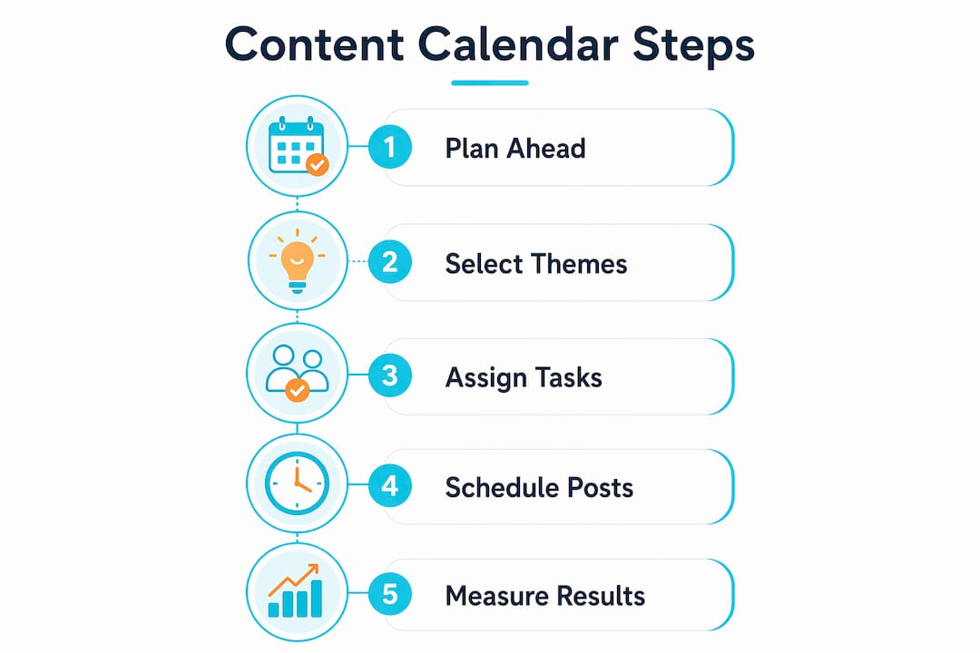 Infographic illustrating restaurant content calendar steps