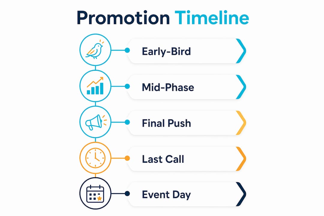 Infographic showing promotion timeline steps