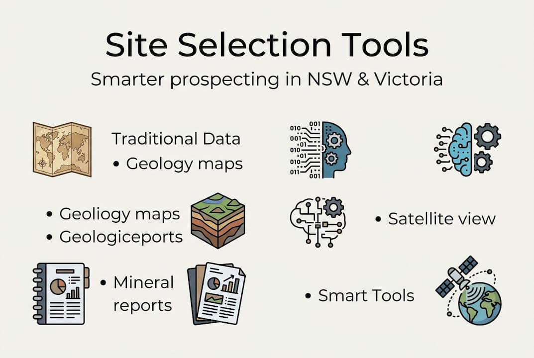 Infographic comparing prospecting tools in NSW and Victoria