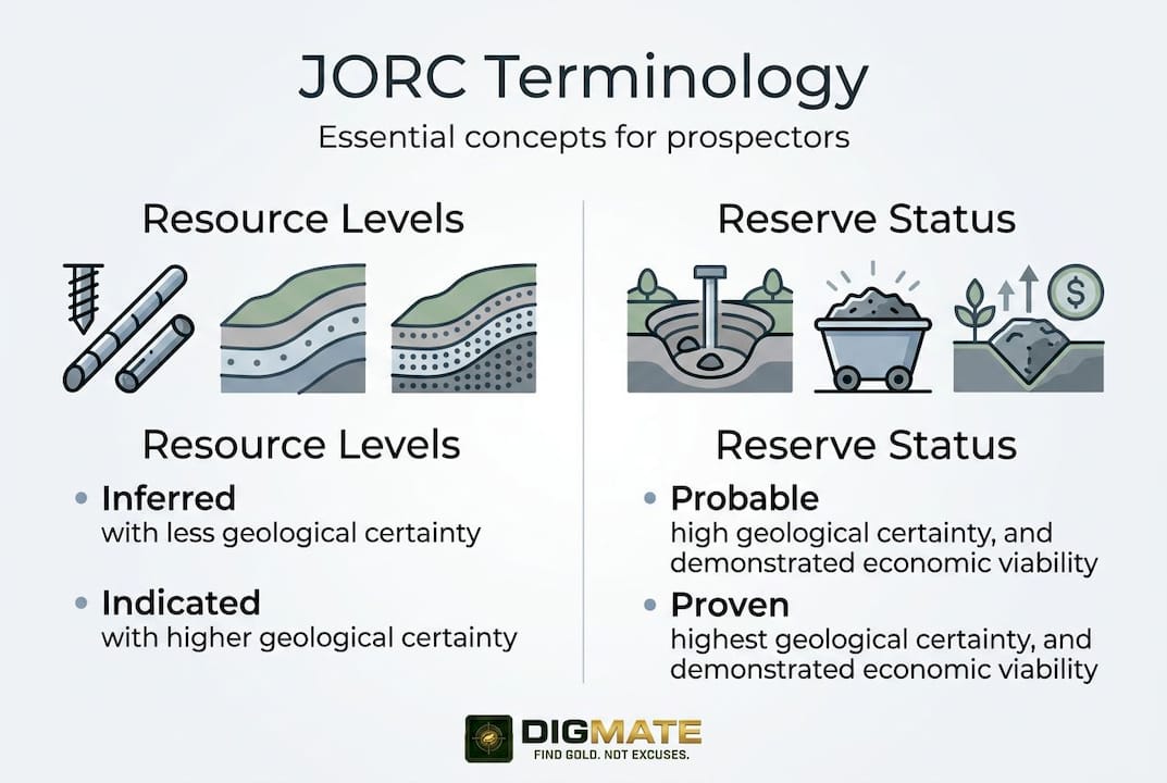 JORC terminology infographic with resource categories