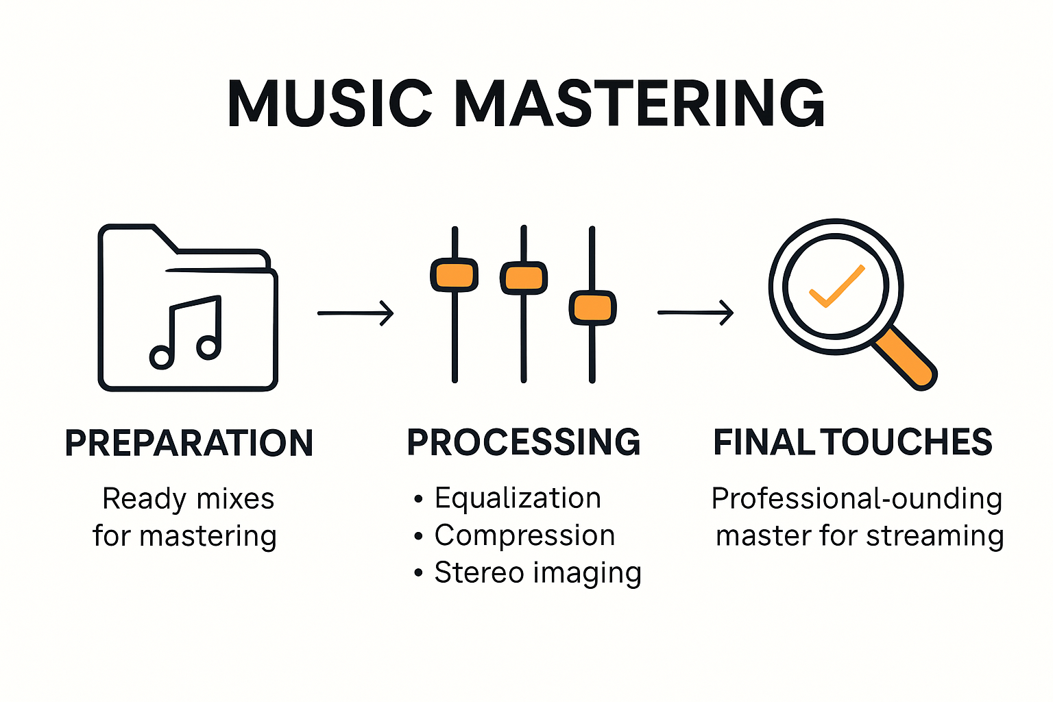 Infographic visualizing music mastering workflow