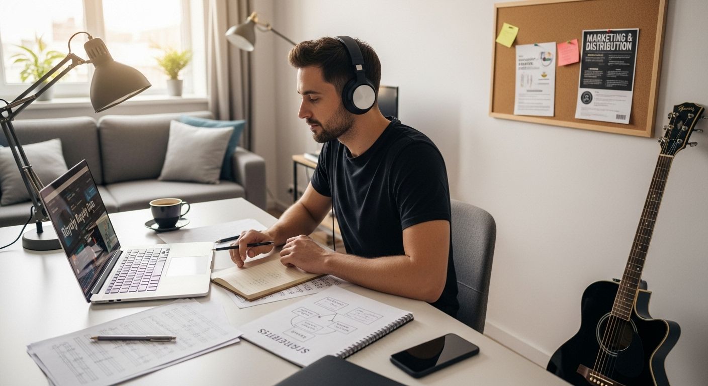 music marketing distribution workspace