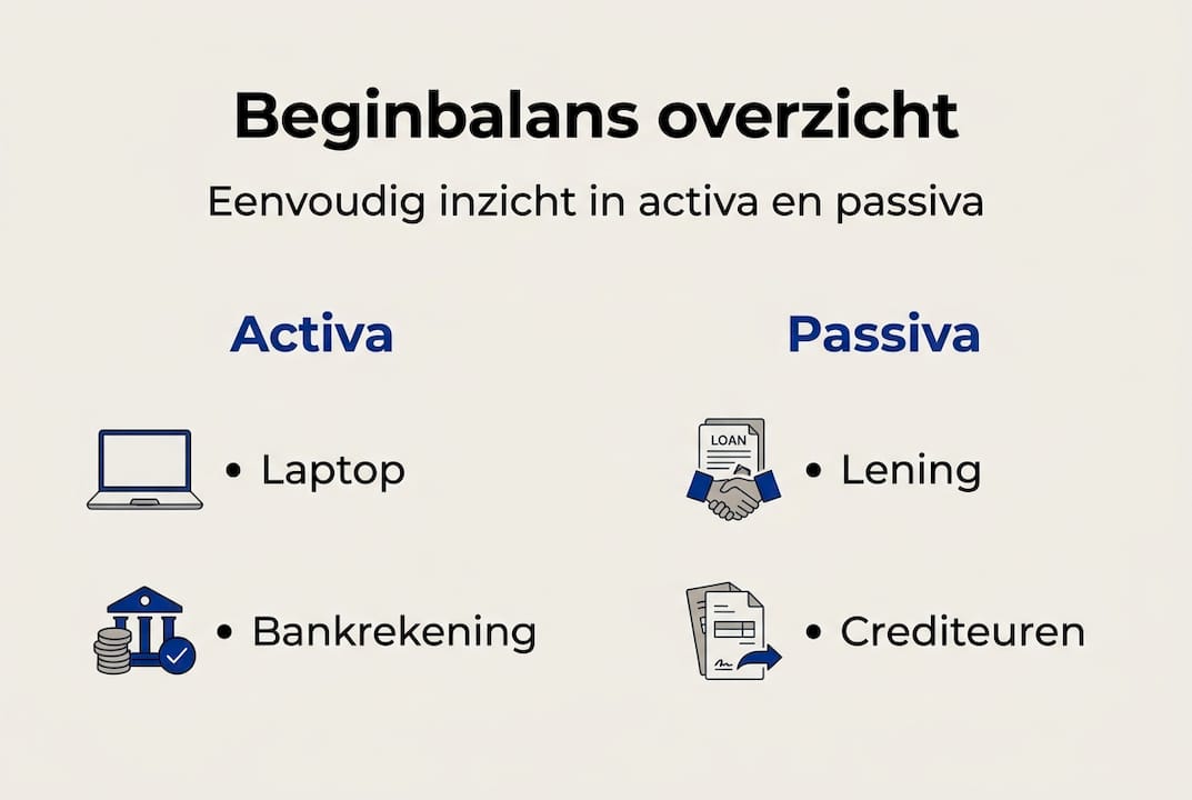 Infographic: Overzicht van de activa en passiva op de openingsbalans voor zzp’ers