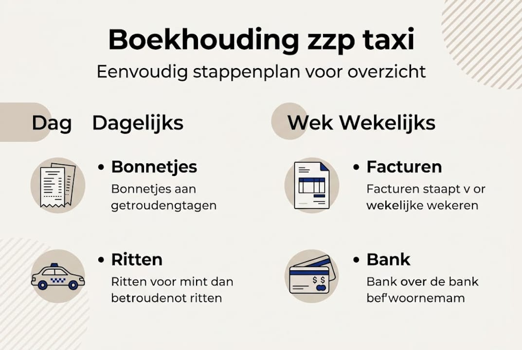 Infographic: Stapsgewijze handleiding voor de boekhouding van zzp-taxichauffeurs