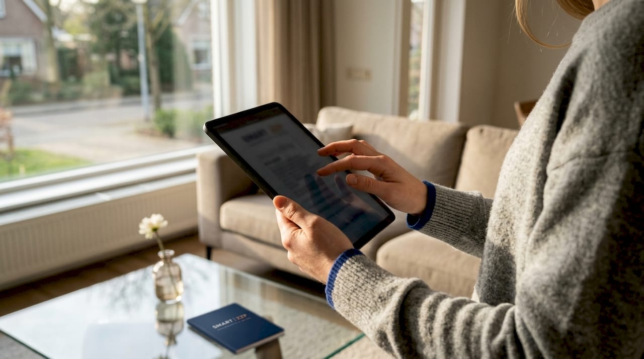 Met de tablet worden administratieve gegevens ingevoerd
