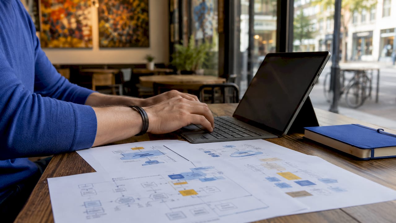 Detailopname van handen die uren invoeren op de computer