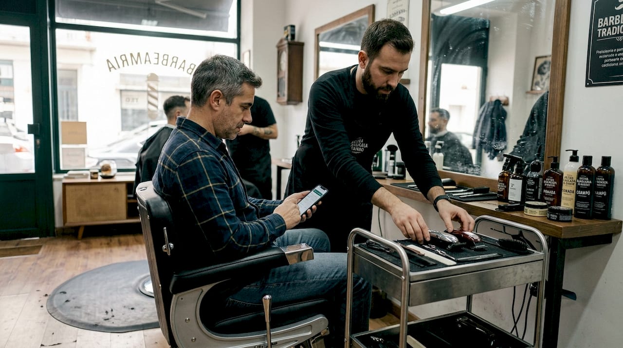 Cliente agenda corte de cabelo através da plataforma online