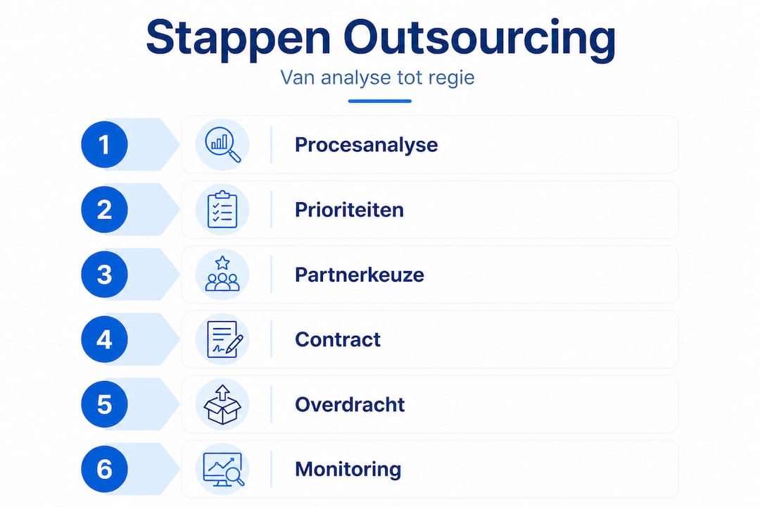 Infographic geeft helder inzicht in de stappen van outsourcing