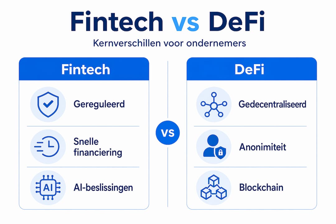 Infographic: de belangrijkste verschillen tussen Fintech en DeFi. Waarom kiezen voor fintech