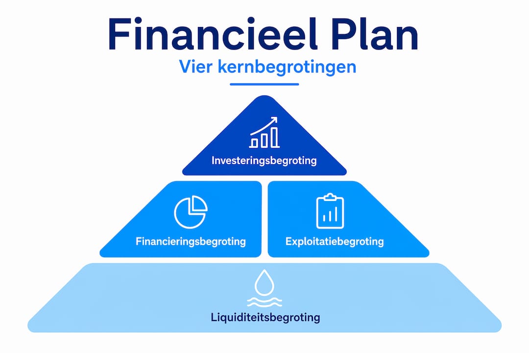 Infographic kernonderdelen financieel plan piramidestructuur. financiële planning