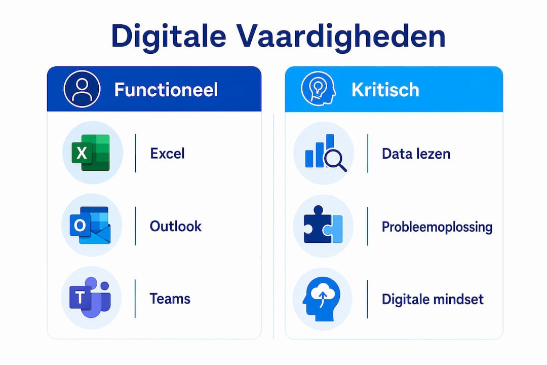 Infographic: essentiële en kritische digitale vaardigheden voor dagelijks gebruik