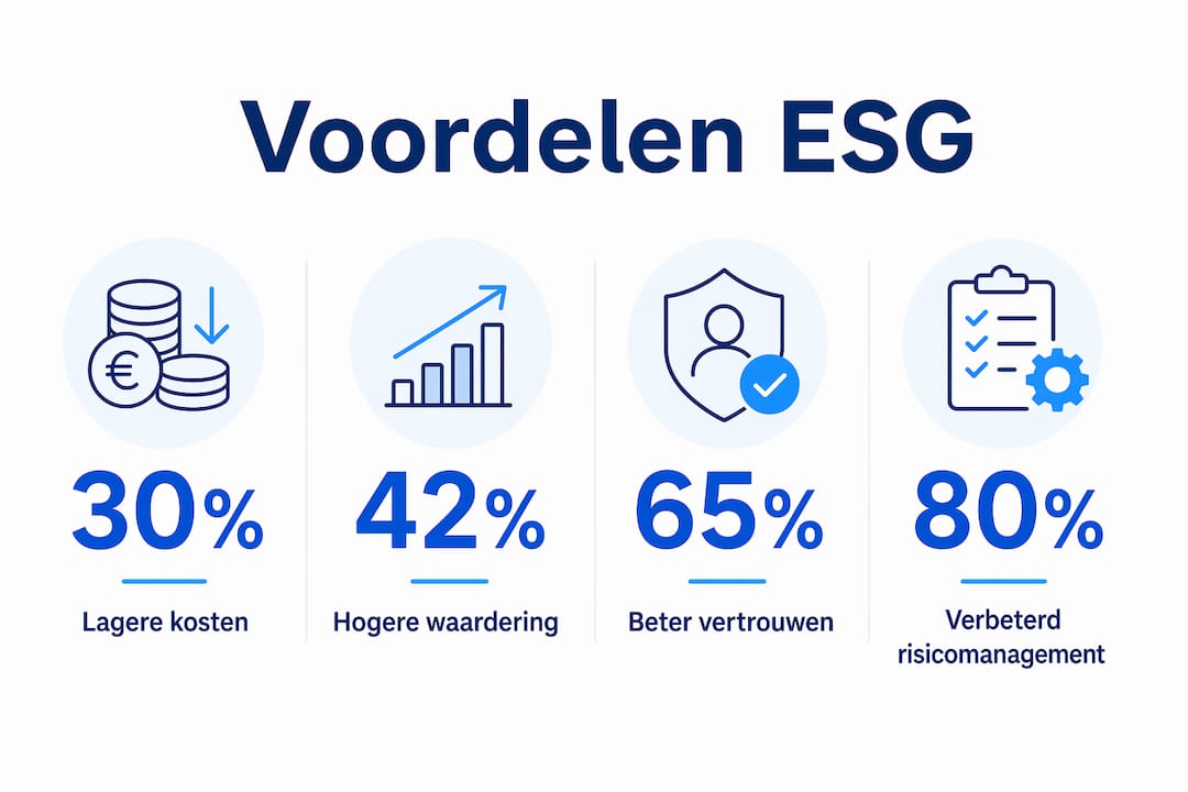 Infographic met de voordelen van ESG en de belangrijkste impactcijfers