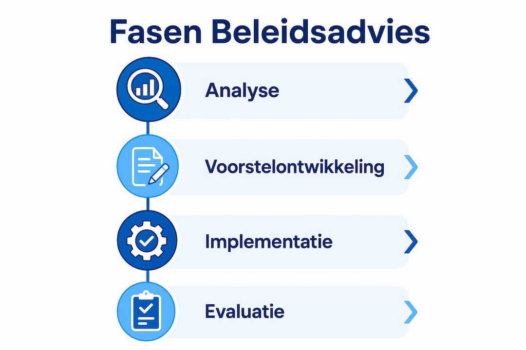 Infographic met de vier belangrijkste stappen in het proces van beleidsadvies