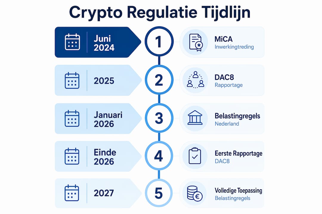 Overzichtelijke tijdlijn: zo ontwikkelt cryptoregulering zich tussen 2024 en 2027