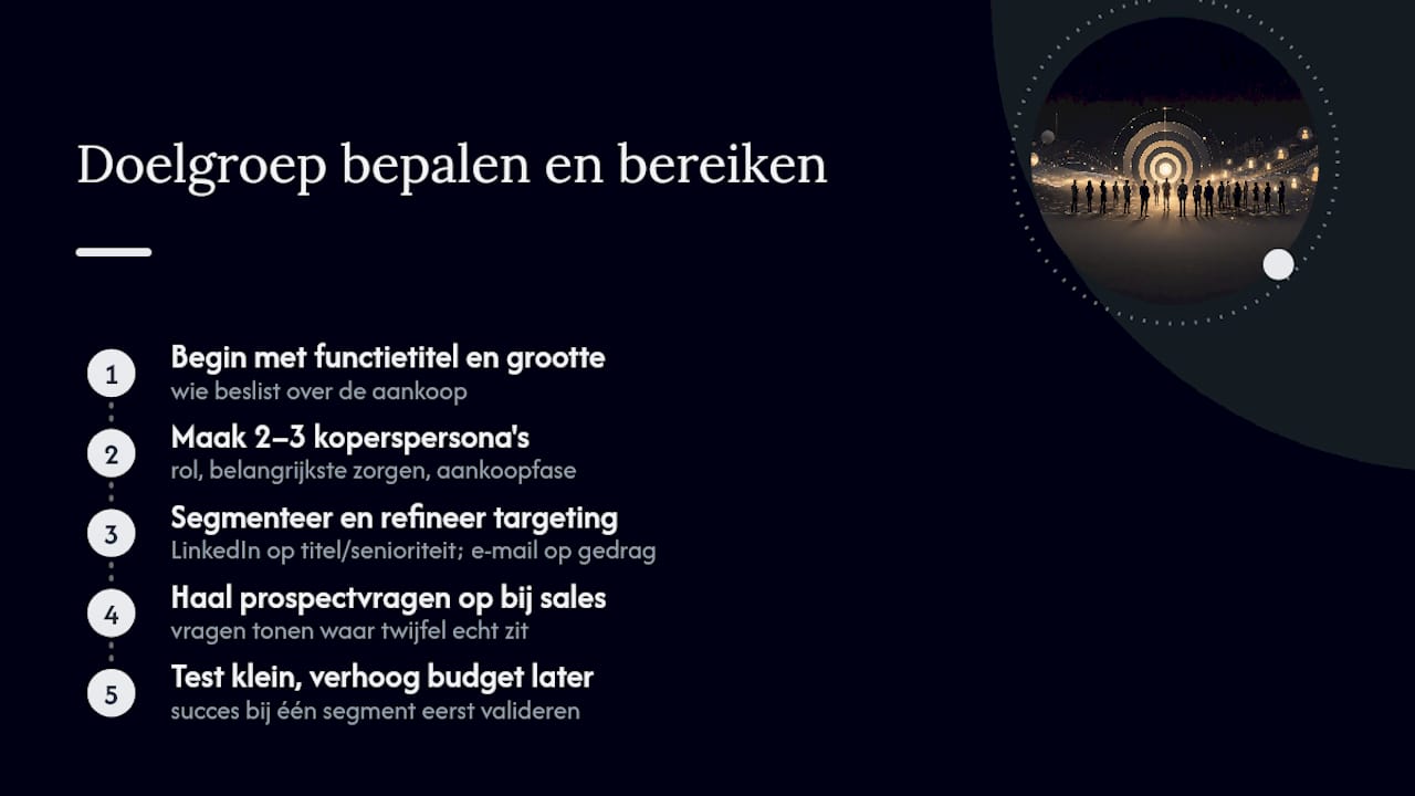 Hoe bepaal je de doelgroep en bereik je die effectief? — overview diagram