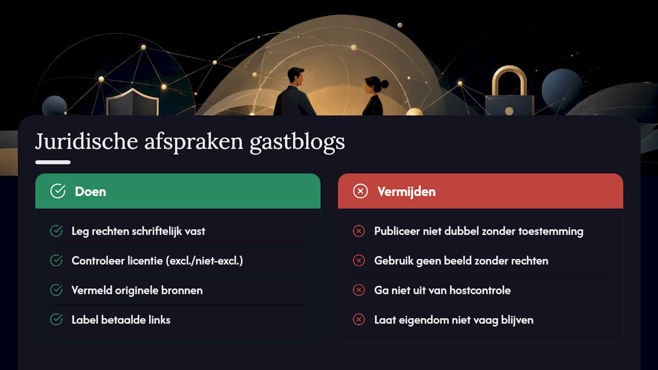 Welke juridische en auteursrechtelijke punten moet je regelen? — overview diagram