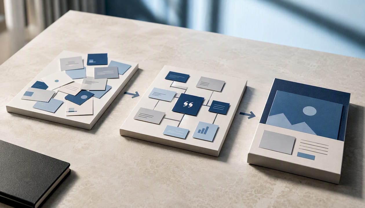 Visualisatie van de stappen naar een case study