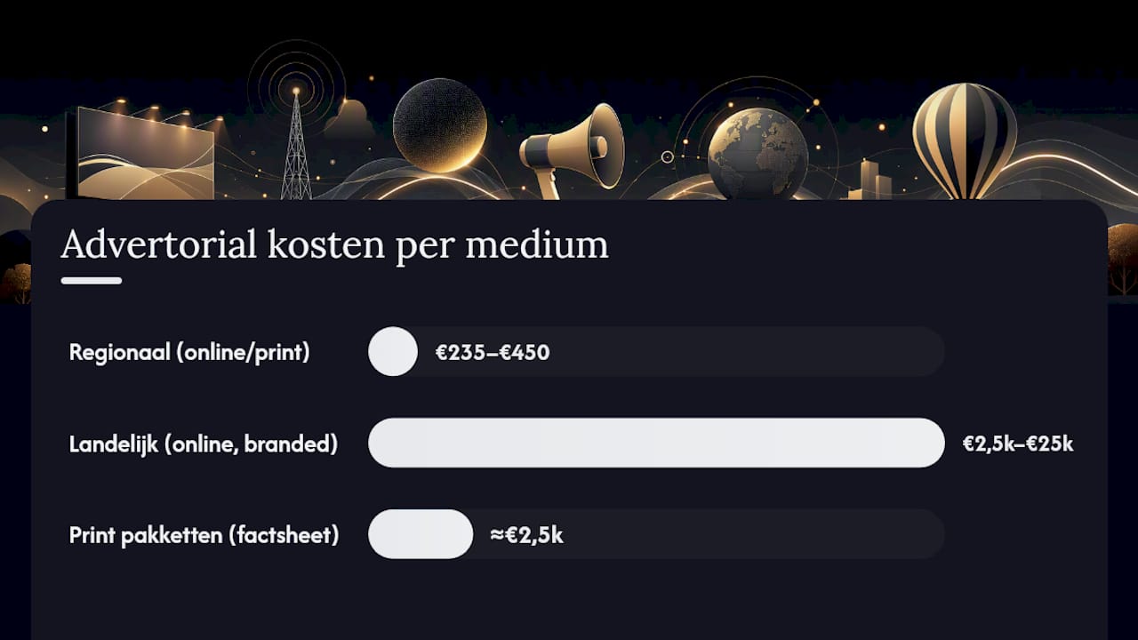 Prijsvergelijking van advertorials per mediatype