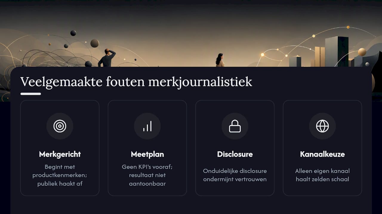 Veelgemaakte fouten bij merkjournalistiek — overview diagram