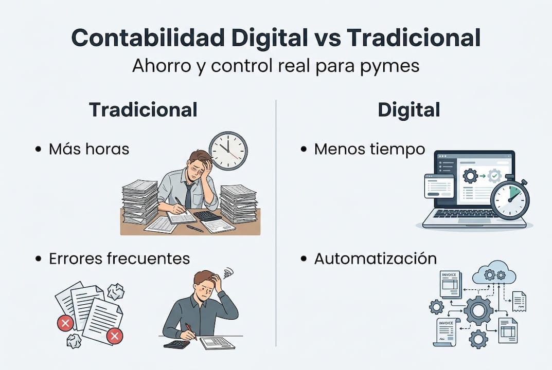 Infografía: diferencias clave entre la contabilidad digital y la tradicional