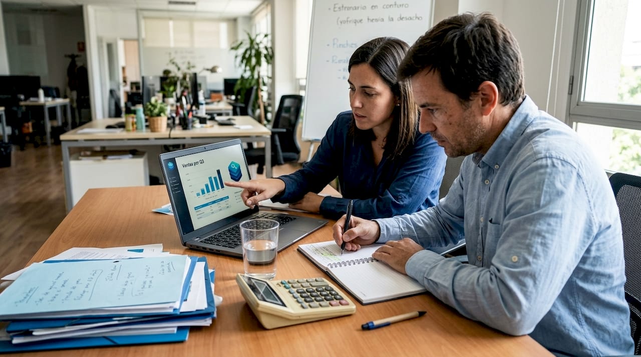 El equipo de una pequeña empresa trabajando en la implementación de procesos automatizados