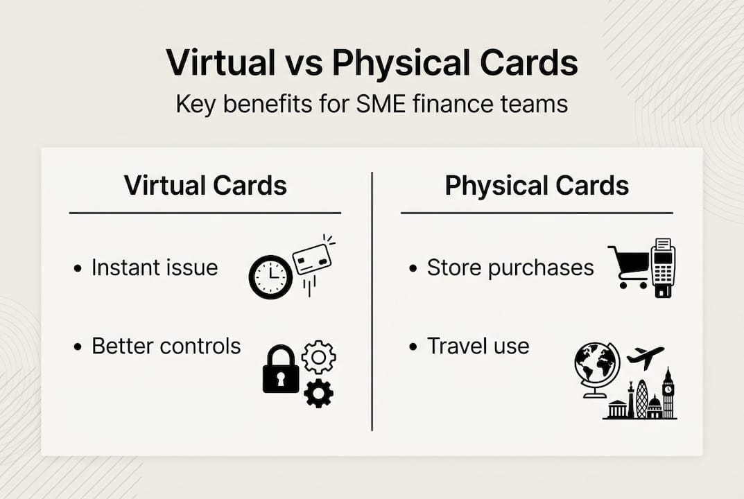 Infographic comparing virtual and physical cards