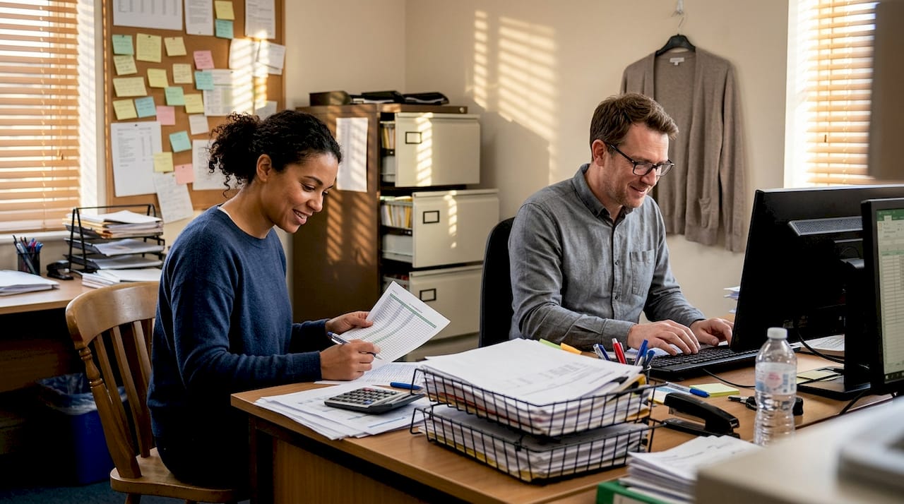 SME finance staff working on office payments