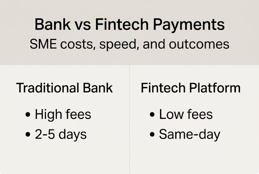 Infographic comparing bank and fintech SME payments