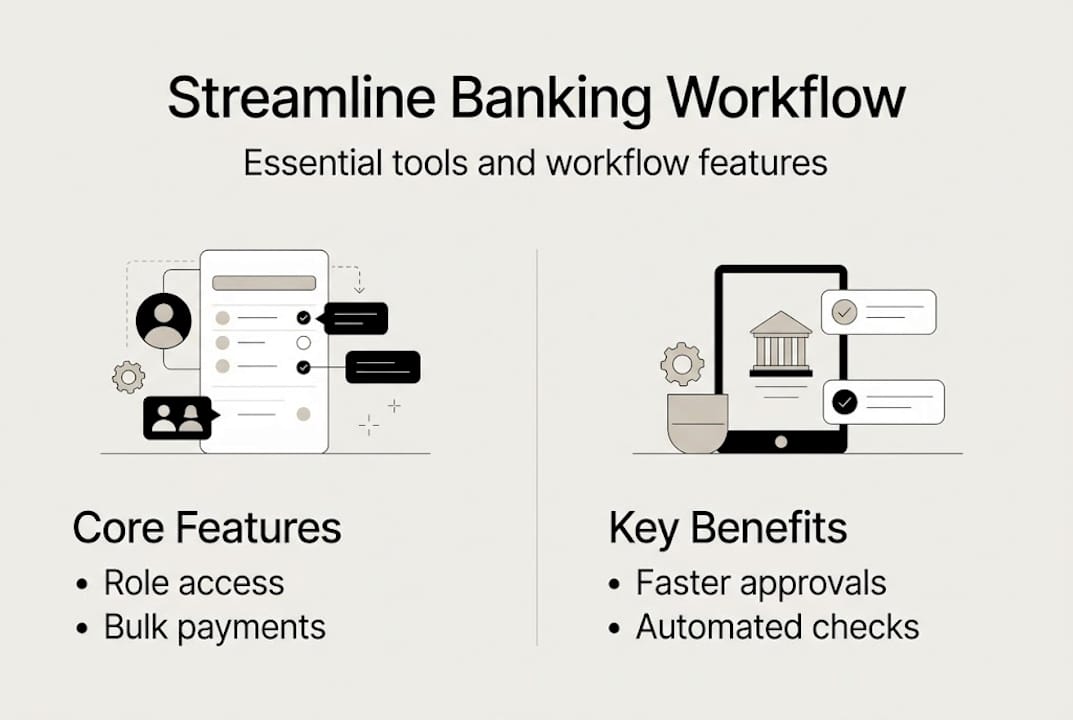 Infographic of digital banking workflow tools and benefits