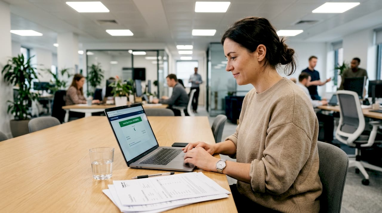 Manager confirming instant euro transfer