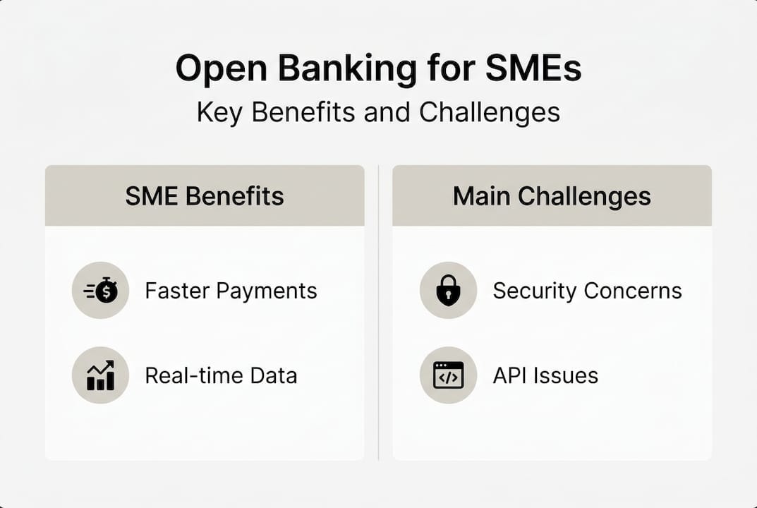 Infographic showing SME open banking pros and cons
