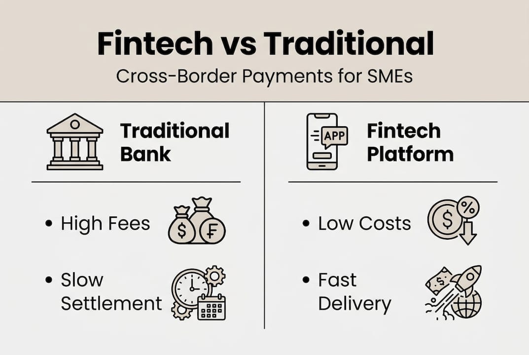 Infographic showing fintech and traditional comparison