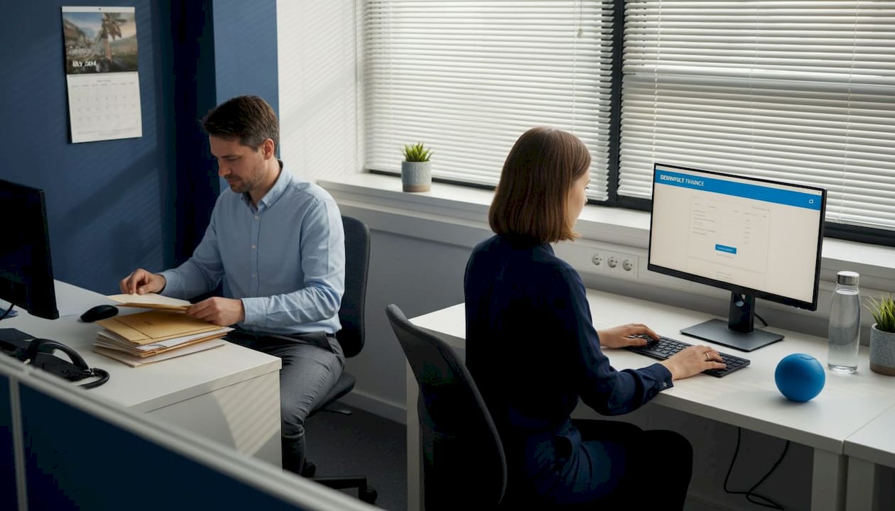 Accountants automating and manually processing invoices side by side