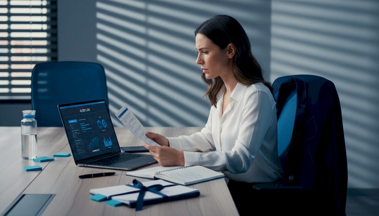 Compliance manager reviews fintech audit logs