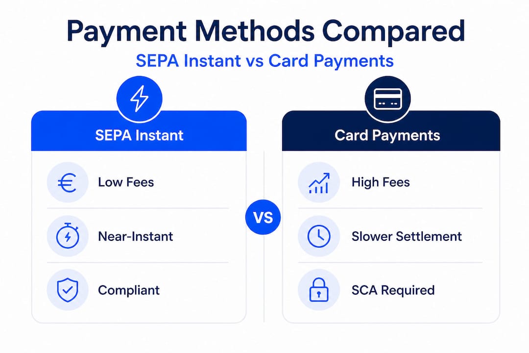 Infographic comparing SEPA Instant and card payments