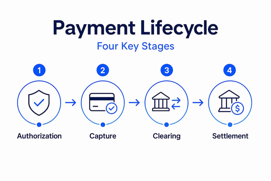 Infographic showing payment lifecycle steps