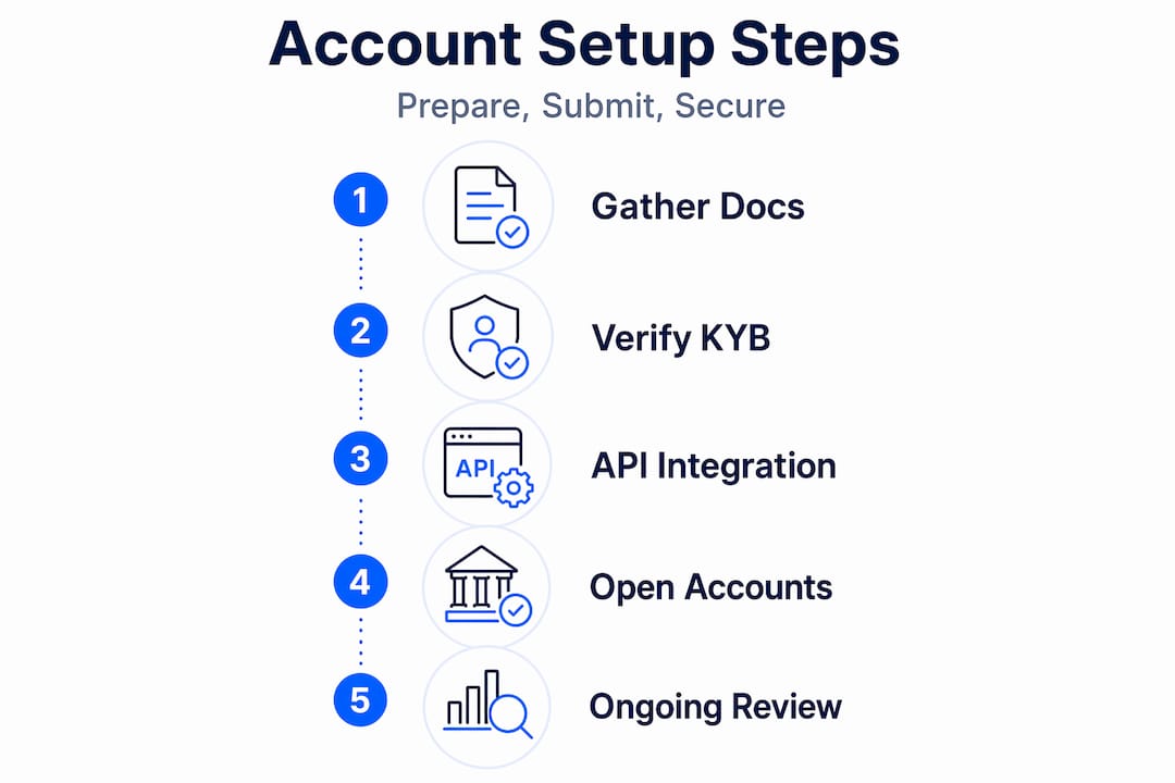 Infographic showing SME account setup workflow steps