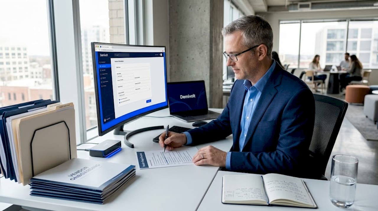 Finance professional validating vendor account details