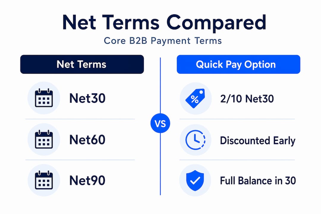 Infographic comparing main B2B net payment terms