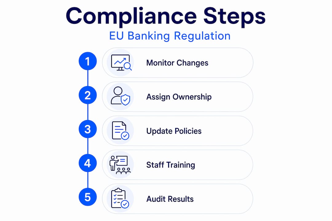 Infographic listing EU compliance process steps