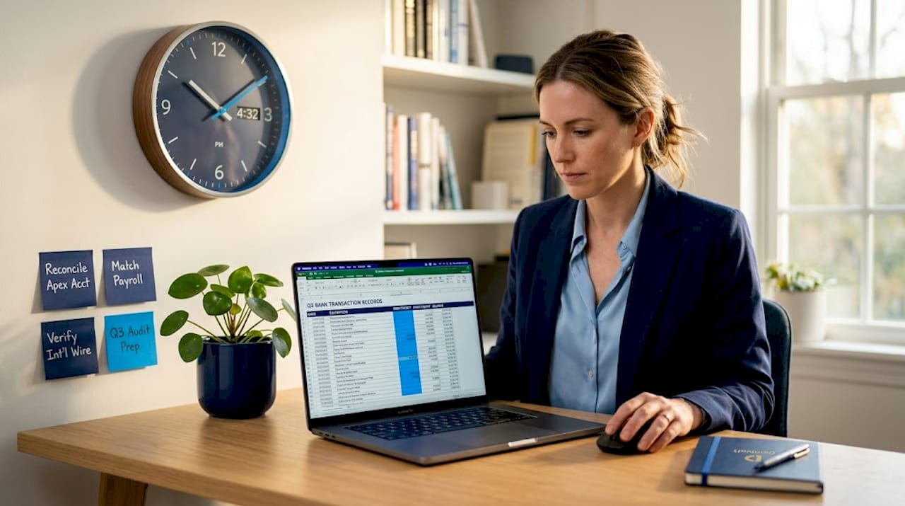 Financial manager reviews payment operations workspace