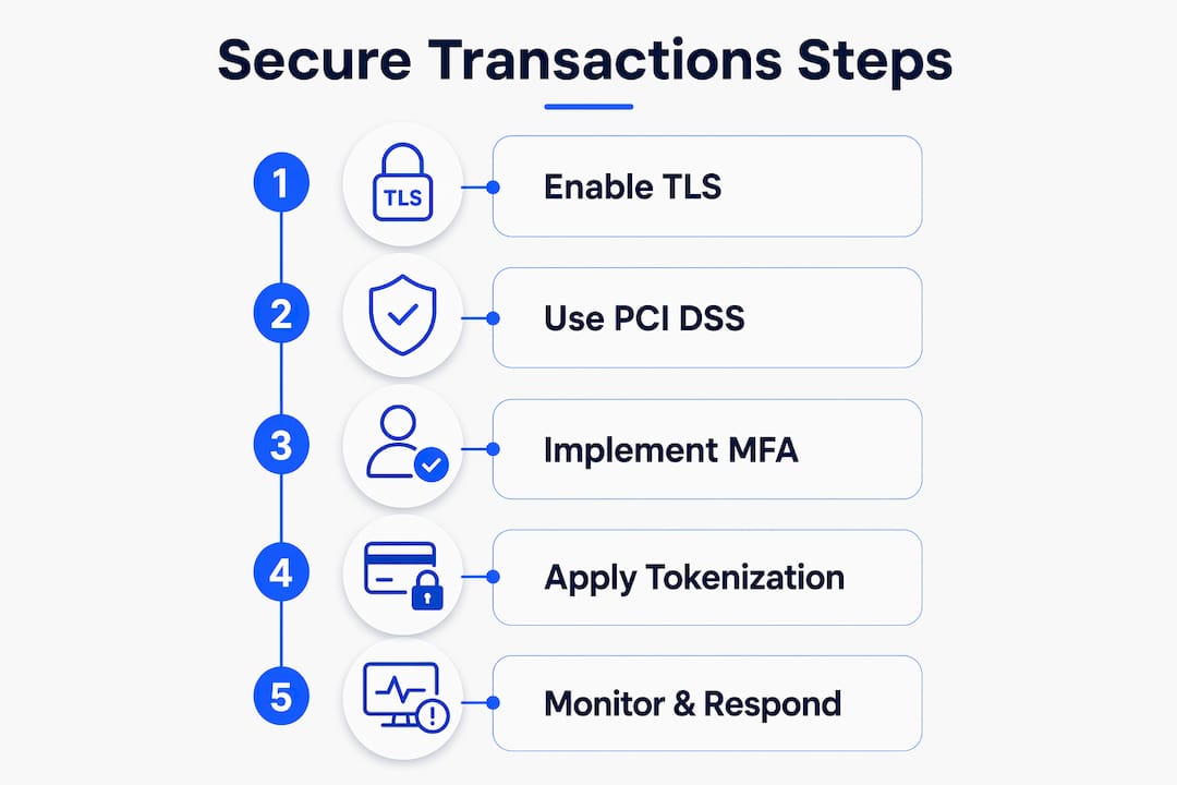 Infographic illustrating key steps to secure online transactions