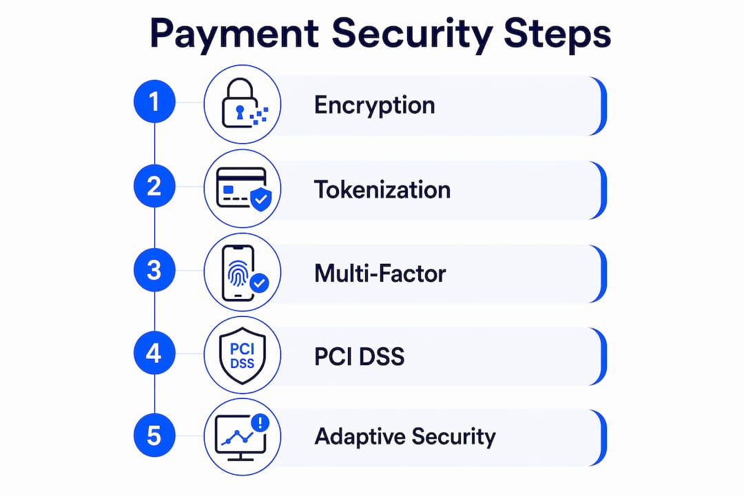 Infographic showing payment security key steps