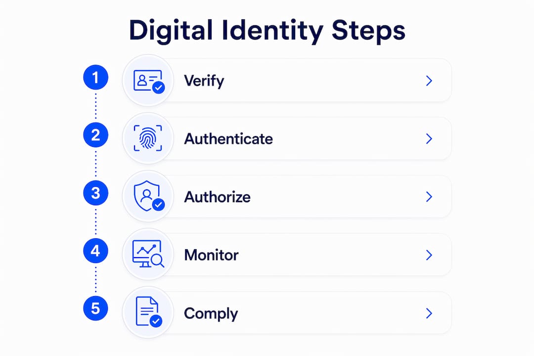 Infographic illustrating digital identity process in banking
