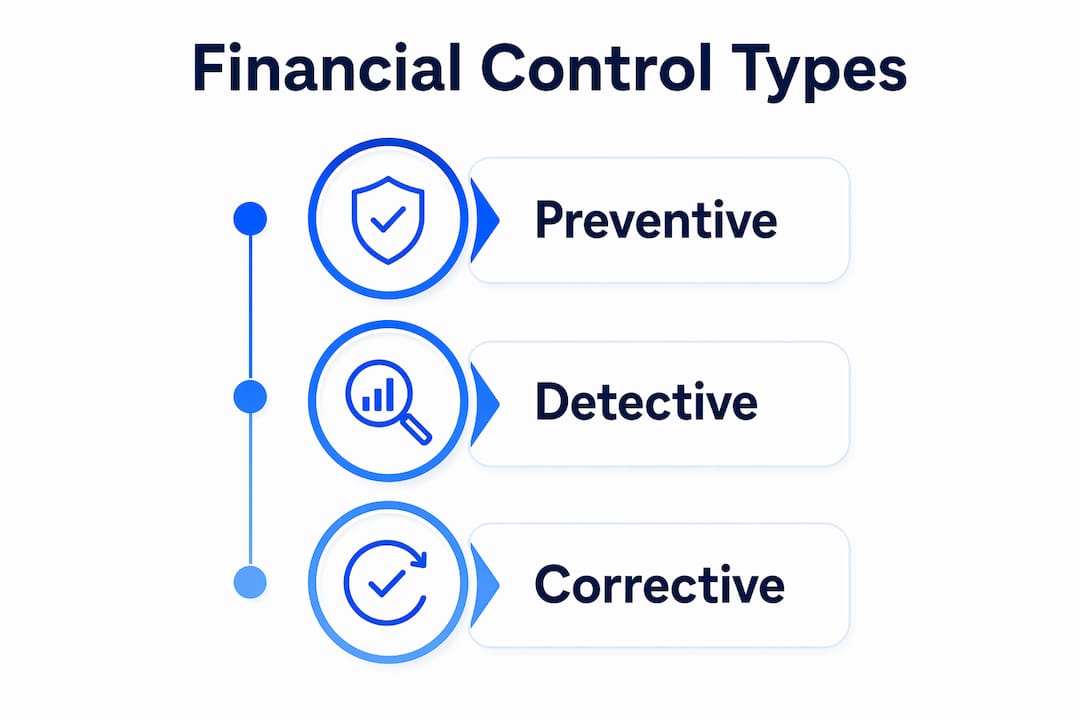 Infographic showing three types of financial controls