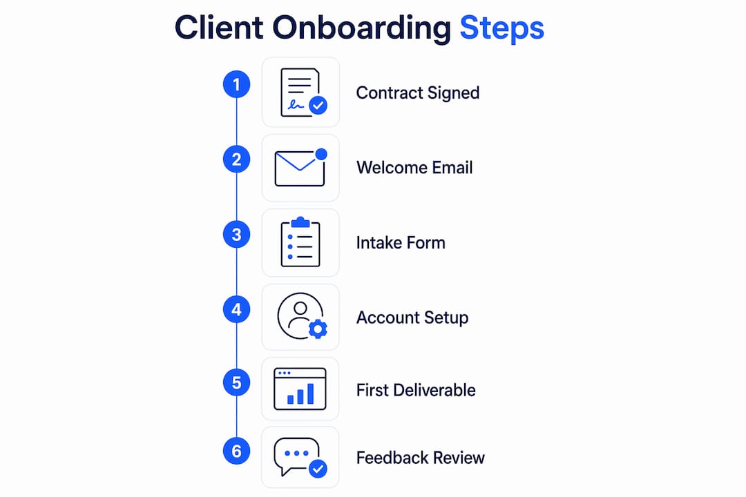 Infographic outlining client onboarding steps