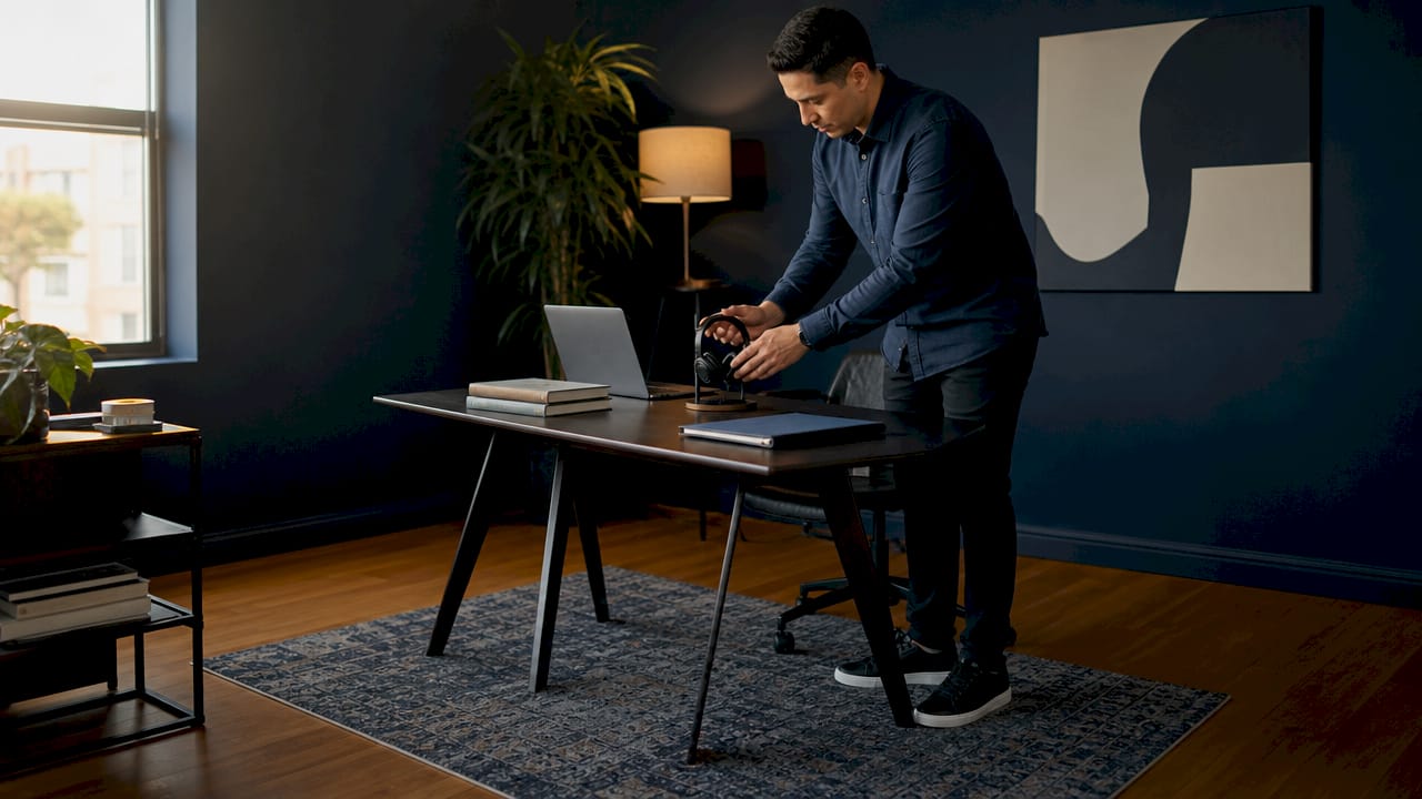 New hire setting up equipment workspace