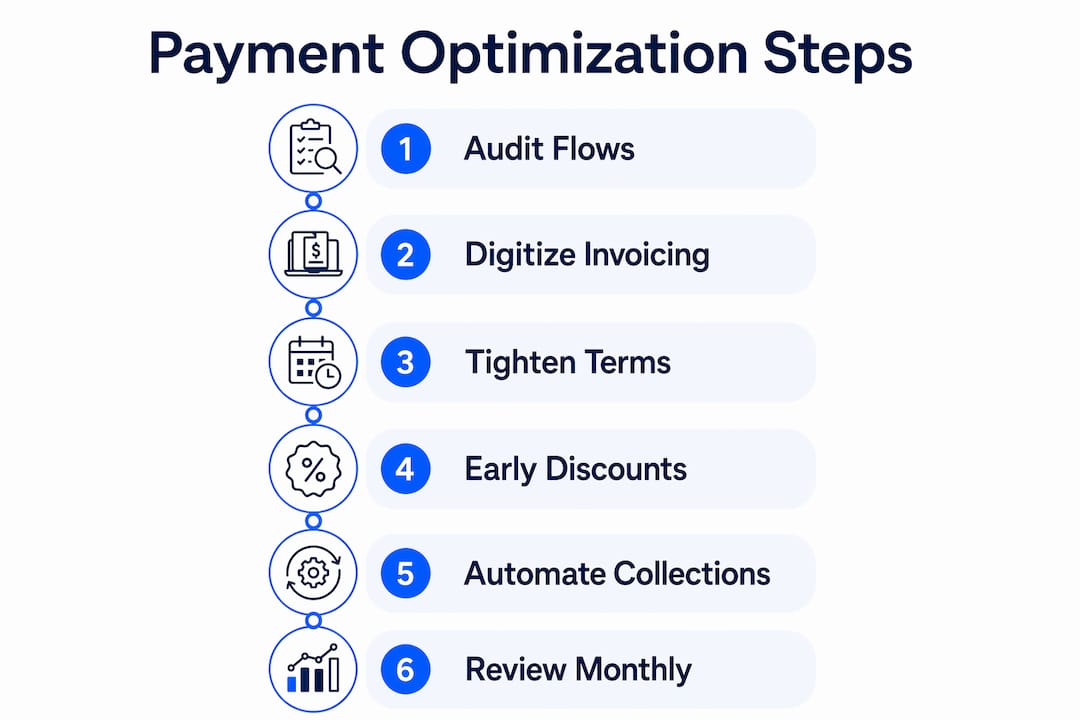 Infographic showing step-by-step SME payment optimization